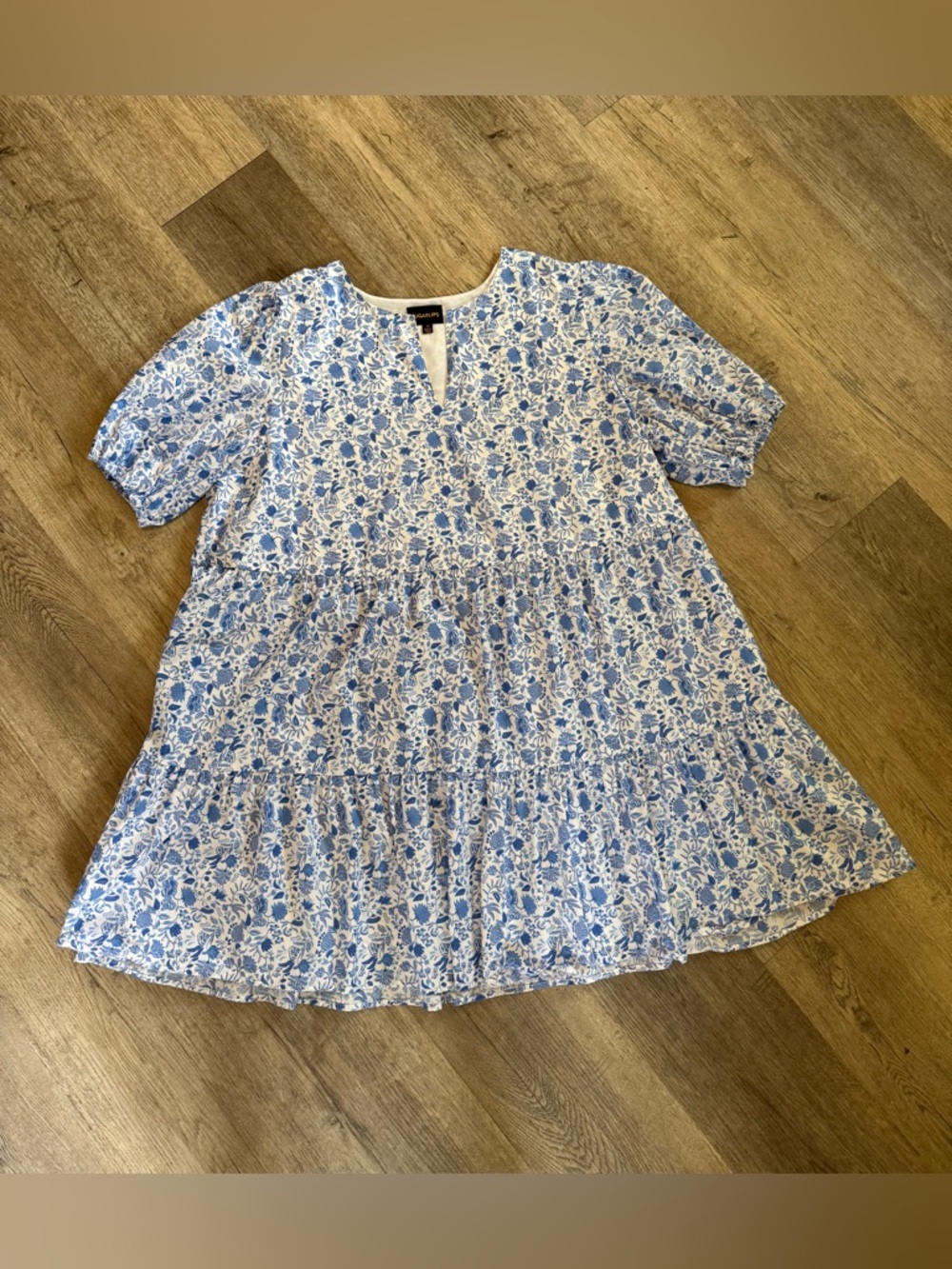 Sugarlips Light Blue Floral Tiered Dress